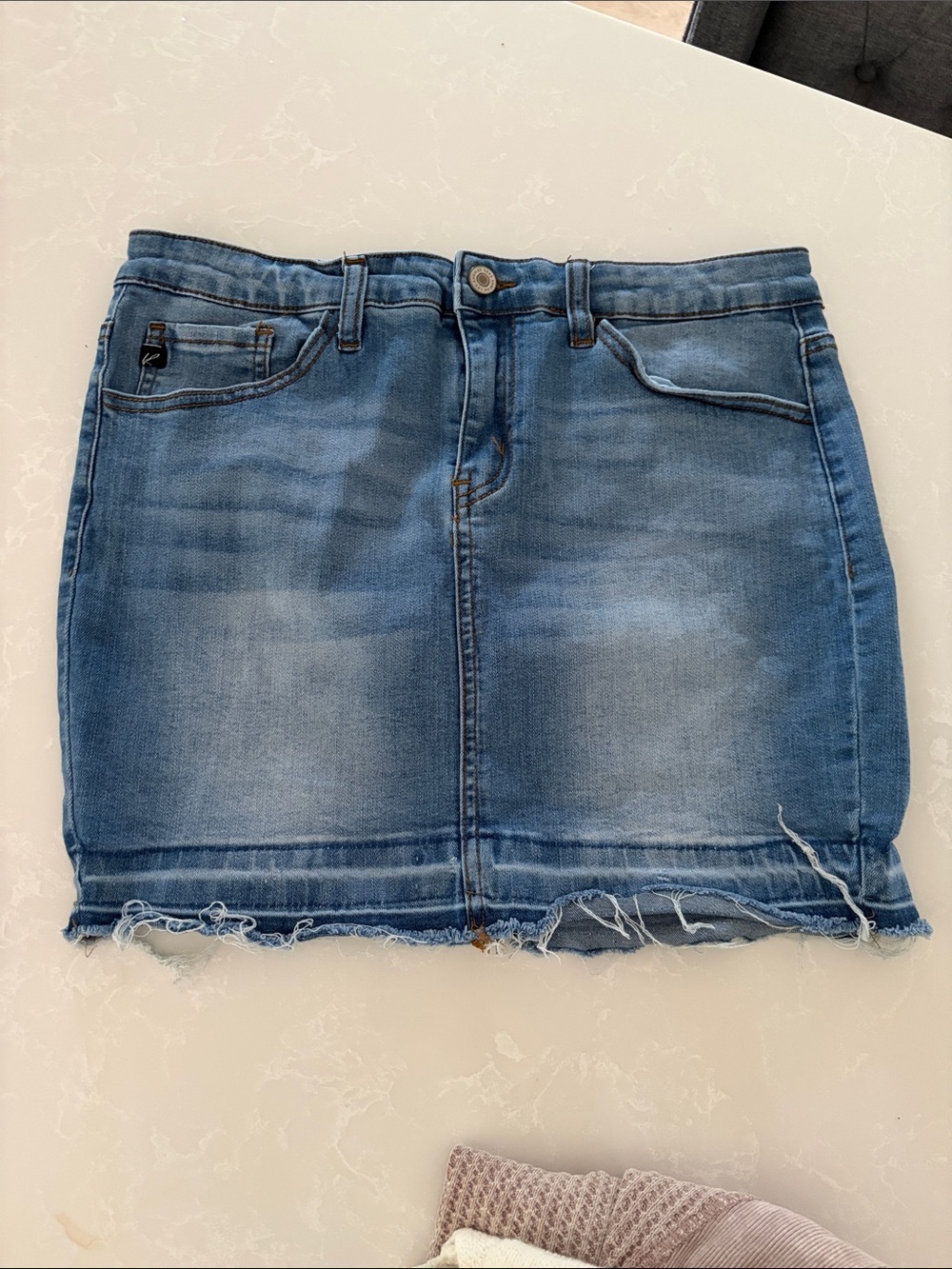 KanCan Light Blue Distressed Denim Mini Skirt sz.28